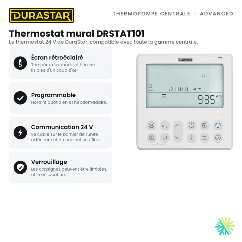Thermopompe Centrale DURASTAR Advanced | 4 Tonnes - 48000 BTU - R454B