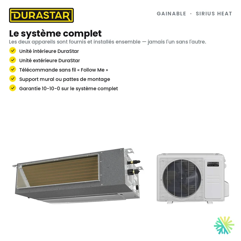 Thermopompe Gainable DURASTAR Sirius Heat | 12000 BTU - R410A