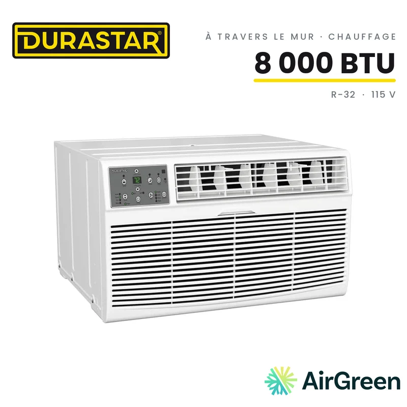 Climatiseur à Travers le Mur avec Chauffage DURASTAR | 8000 BTU 115V - R32