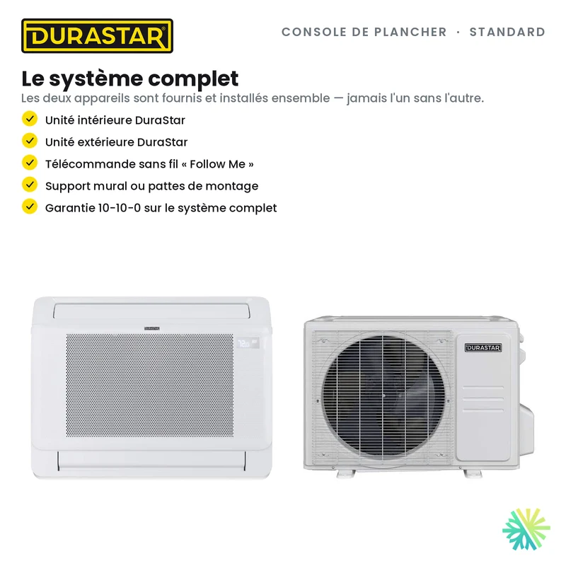 Thermopompe Console de Plancher DURASTAR Standard | 12000 BTU - R454B