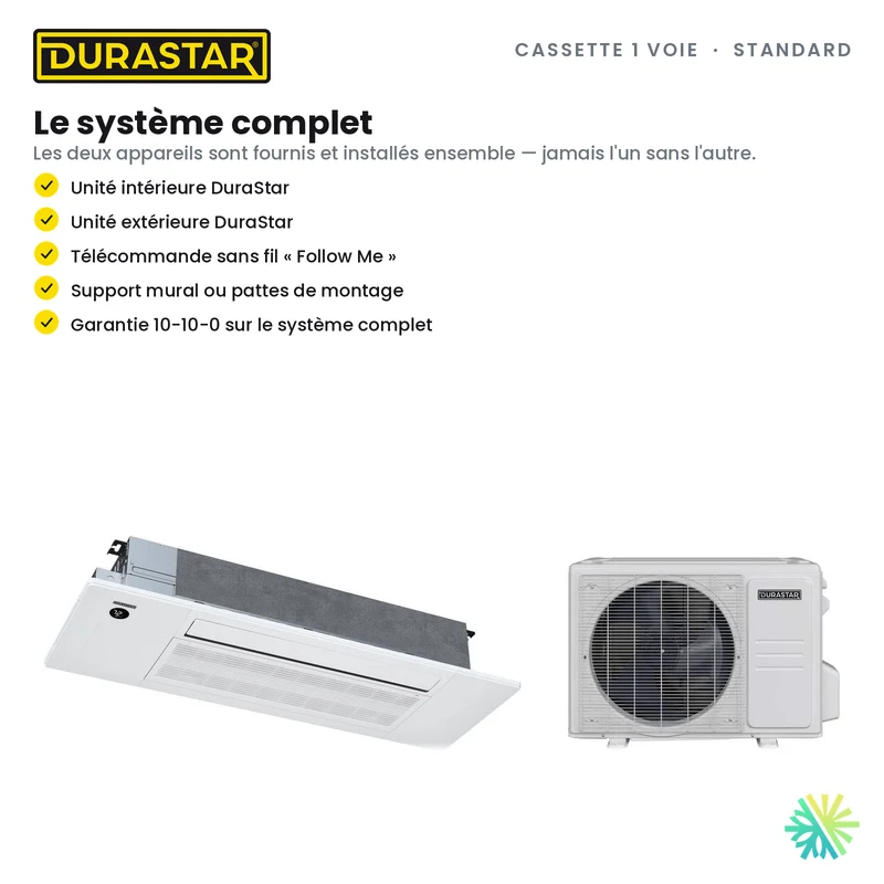 Cassette de Plafond 1-Voie DURASTAR Standard | 12000 BTU - R410A