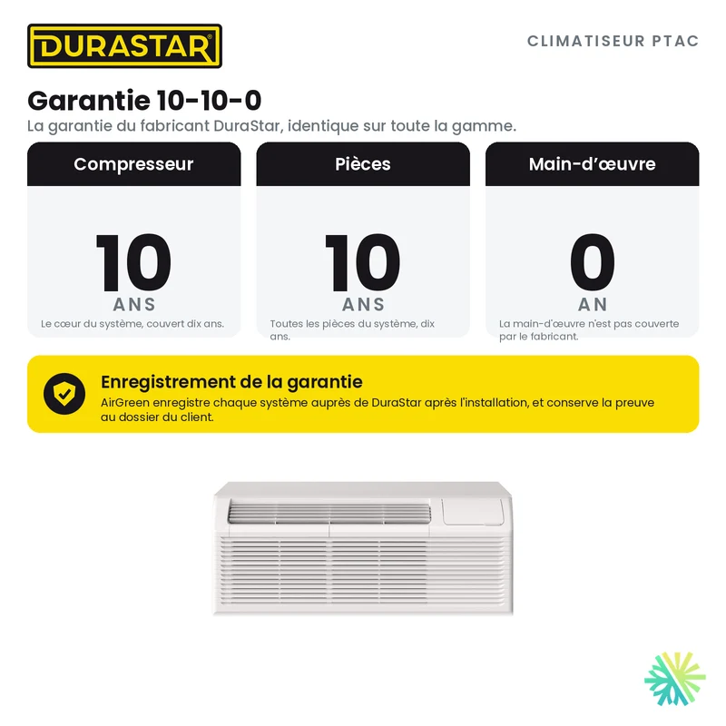 Climatiseur PTAC DURASTAR | 7000 BTU - R32