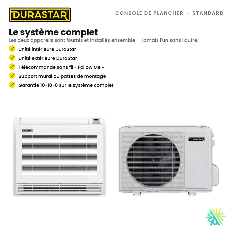 Thermopompe Console de Plancher DURASTAR Standard | 12000 BTU - R410A