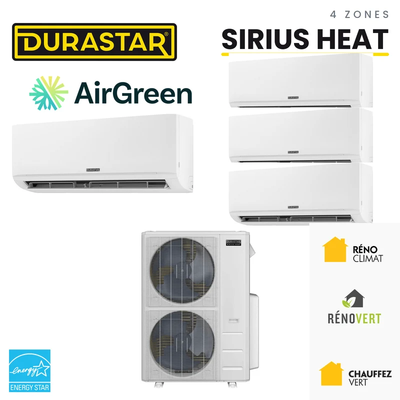 Thermopompe 4-Zones DURASTAR Sirius Heat | 48000 BTU - R410A