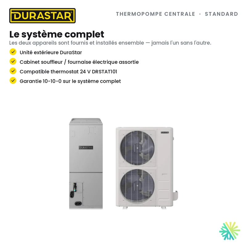 Thermopompe Centrale DURASTAR Standard | 4 Tonnes - 48000 BTU - R410A