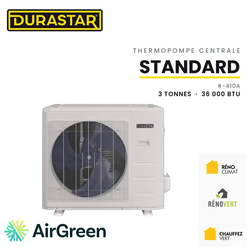 Thermopompe Centrale DURASTAR Standard | 3 Tonnes - 36000 BTU - R410A