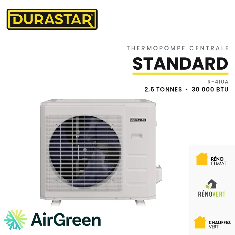 Thermopompe Centrale DURASTAR Standard | 2.5 Tonnes - 30000 BTU - R410A