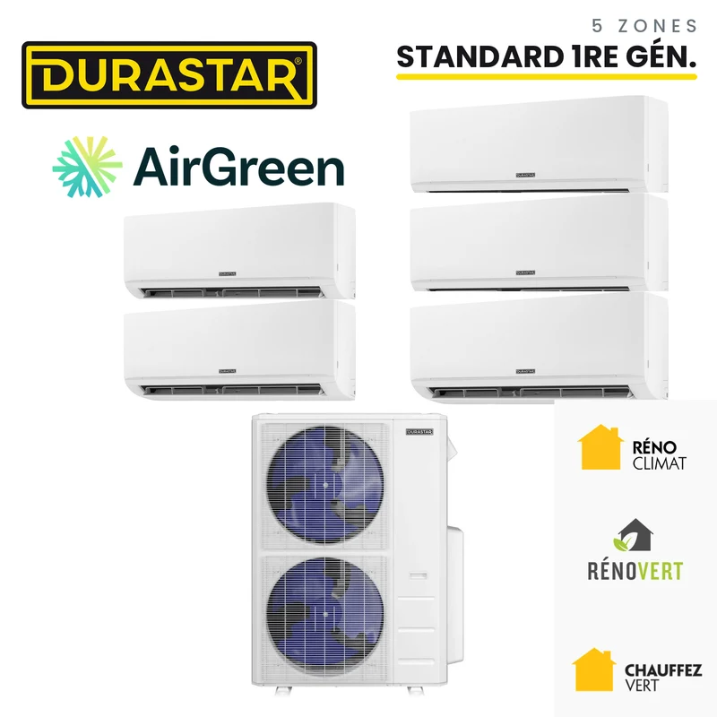 Thermopompe 5-Zones DURASTAR Standard 1re génération | 48000 BTU - R410A
