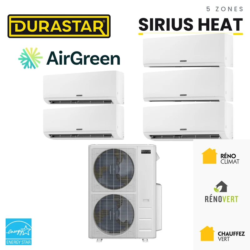 Thermopompe 5-Zones DURASTAR Sirius Heat | 55000 BTU - R410A