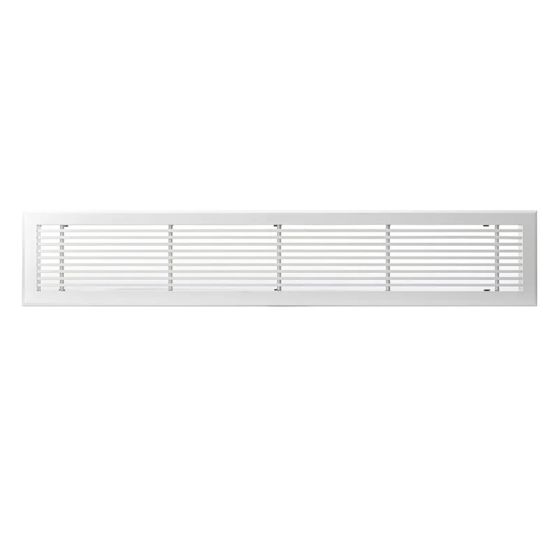 Grille linéaire en aluminium blanc de 800 x 150 mm avec plénum acier