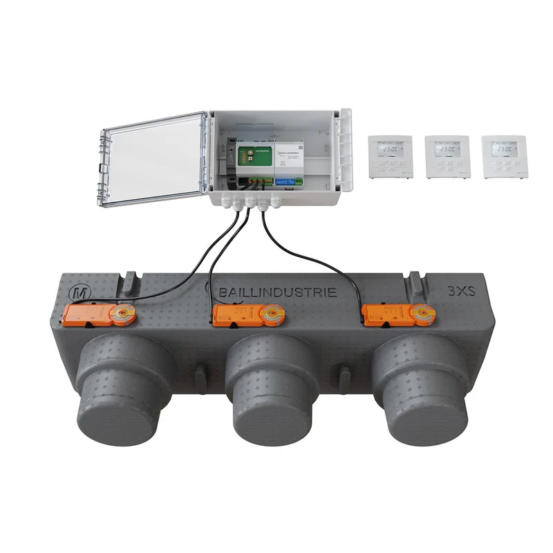 Pack de régulation BAILLZONING 3 zones - plénum 3XS, 3 servomoteurs - thermostats blancs