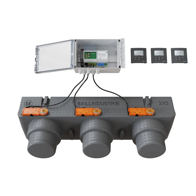 Pack de régulation BAILLZONING 3 zones - plénum 3XS, 3 servomoteurs - thermostats anthracite
