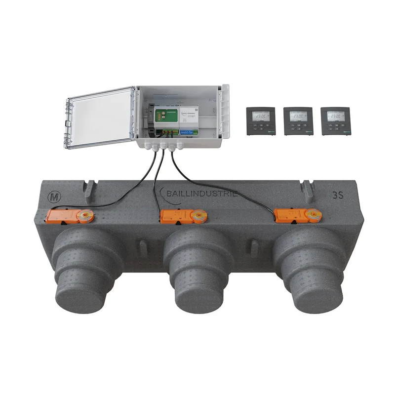 Pack de régulation BAILLZONING 3 zones - plénum 3S, 3 servomoteurs - thermostats anthracite