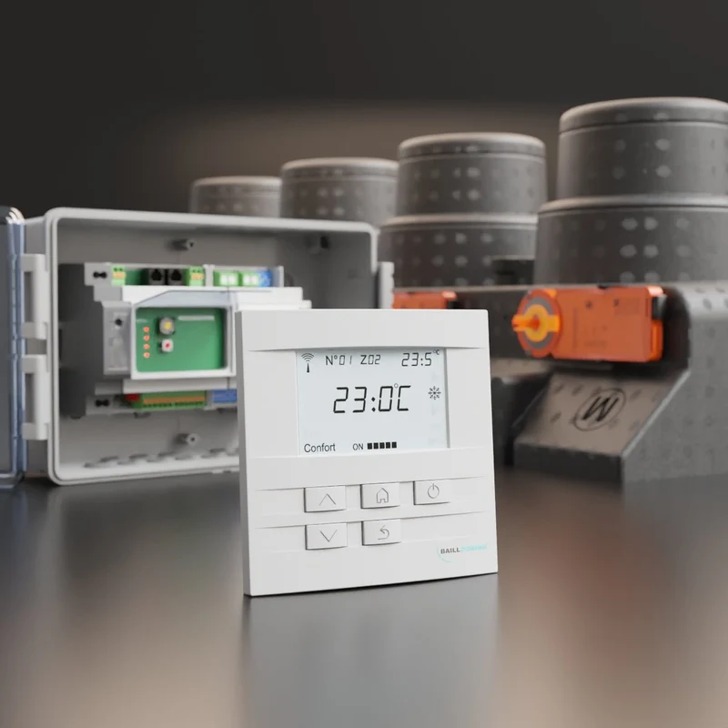 Pack de régulation BAILLZONING 2 zones - plénum 4S, 4 servomoteurs - thermostats blancs