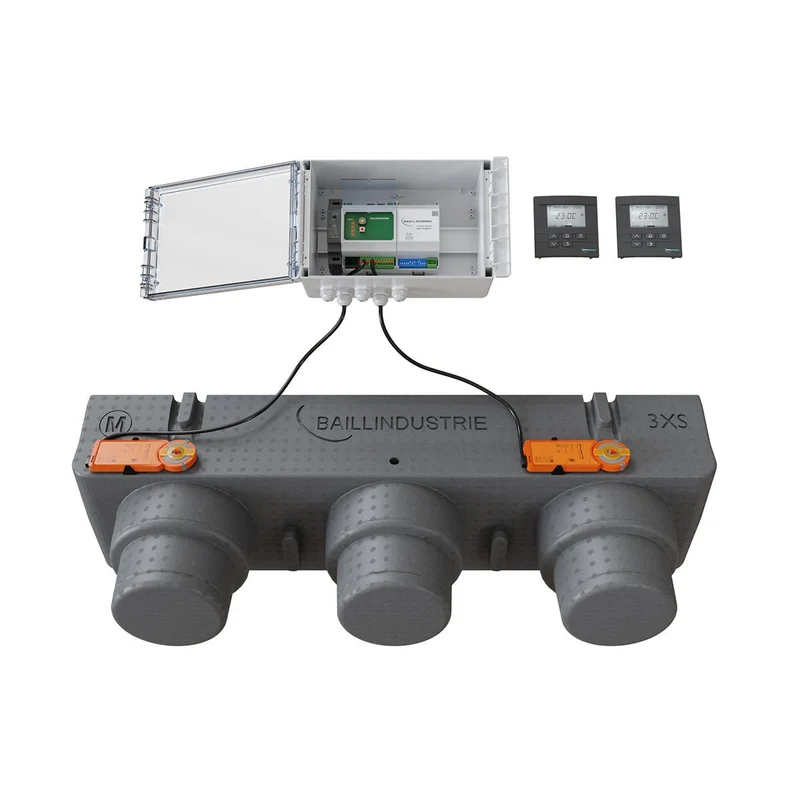 Pack de régulation BAILLZONING 2 zones - plénum 3XS, 2 servomoteurs - thermostats anthracite