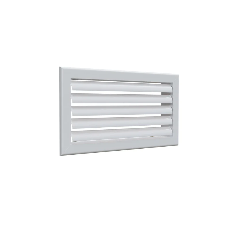 Grille de soufflage lames courbes aluminium blanc mat RAL9016 de 400 x200 mm