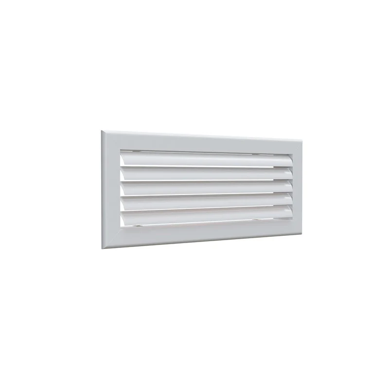 Grille de soufflage lames courbes aluminium blanc mat RAL9016 de 400 x150 mm