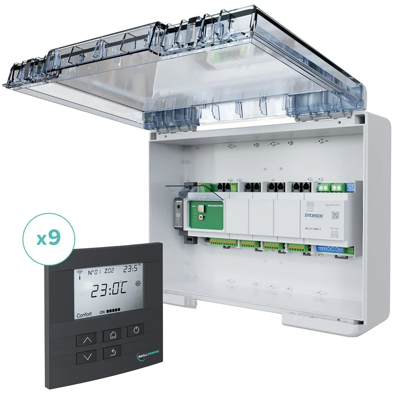 Kit de régulation BAILLZONING à 9 zones thermostats Anthracites