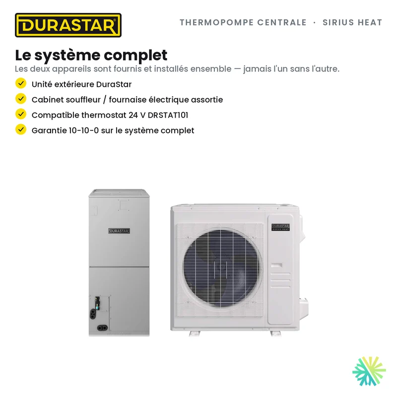 Thermopompe Centrale DURASTAR Sirius Heat | 4 Tonnes - 48000 BTU - R454B