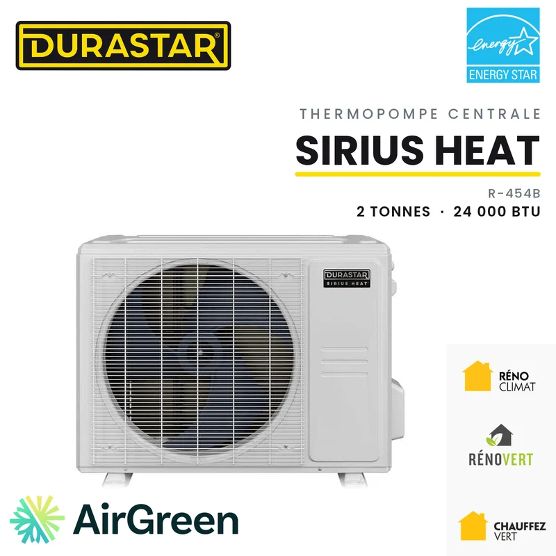 Thermopompe Centrale DURASTAR Sirius Heat | 2 Tonnes - 24000 BTU - R454B