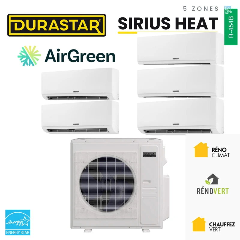 Thermopompe 5-Zones DURASTAR Sirius Heat | 55000 BTU - R454B