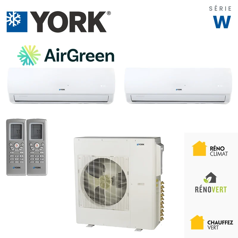 Thermopompe MultiZone 2-Têtes YORK Série W 22 SEER | 42000 BTU