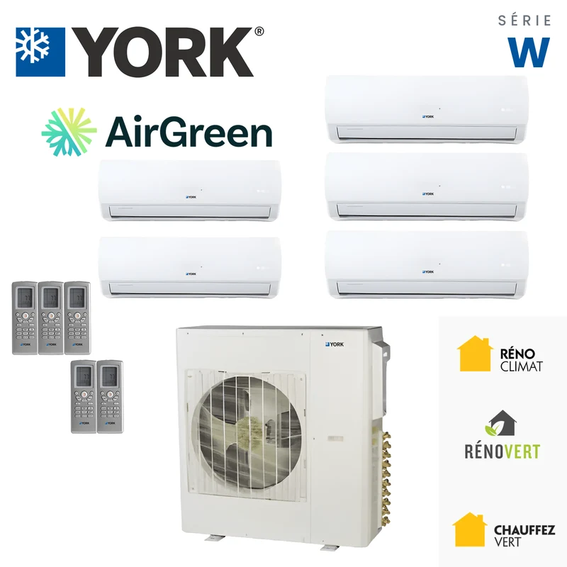 Thermopompe MultiZone 5-Têtes YORK Série W 22 SEER | 36000 BTU