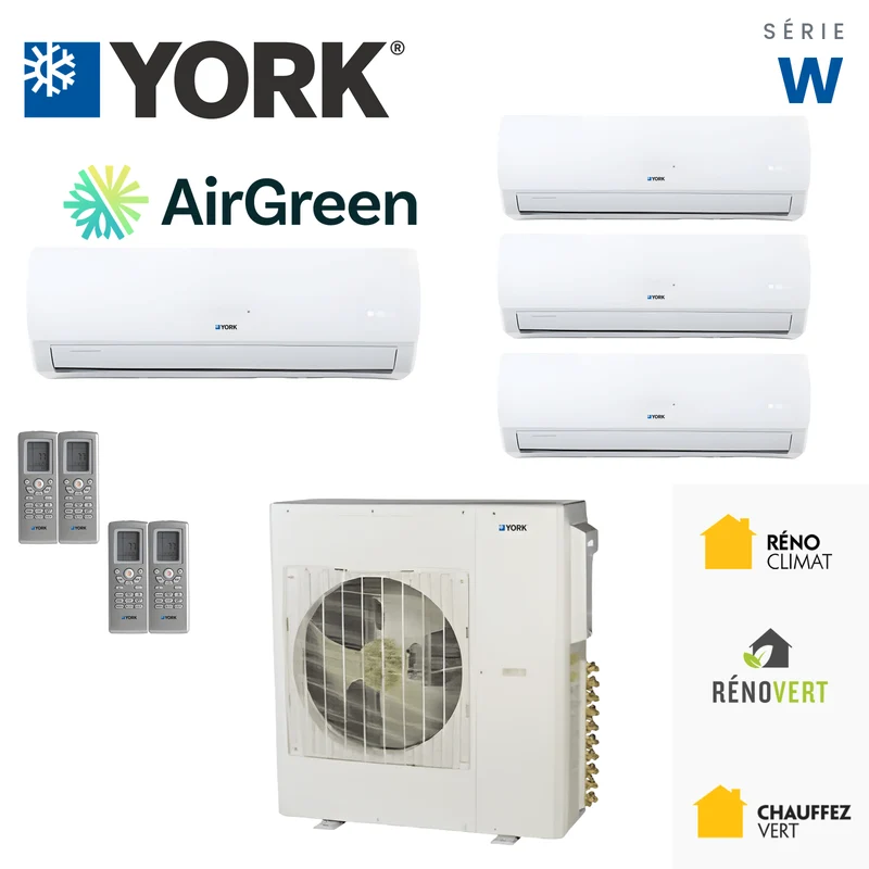 Thermopompe MultiZone 4-Têtes YORK Série W 22 SEER | 36000 BTU