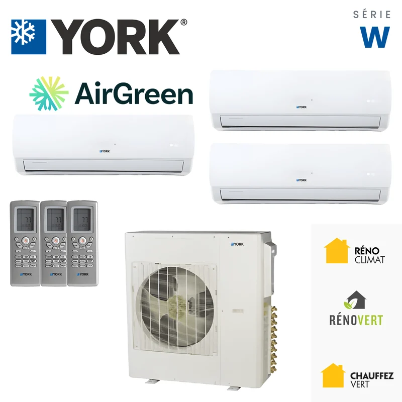 Thermopompe MultiZone 3-Têtes YORK Série W 22 SEER | 36000 BTU