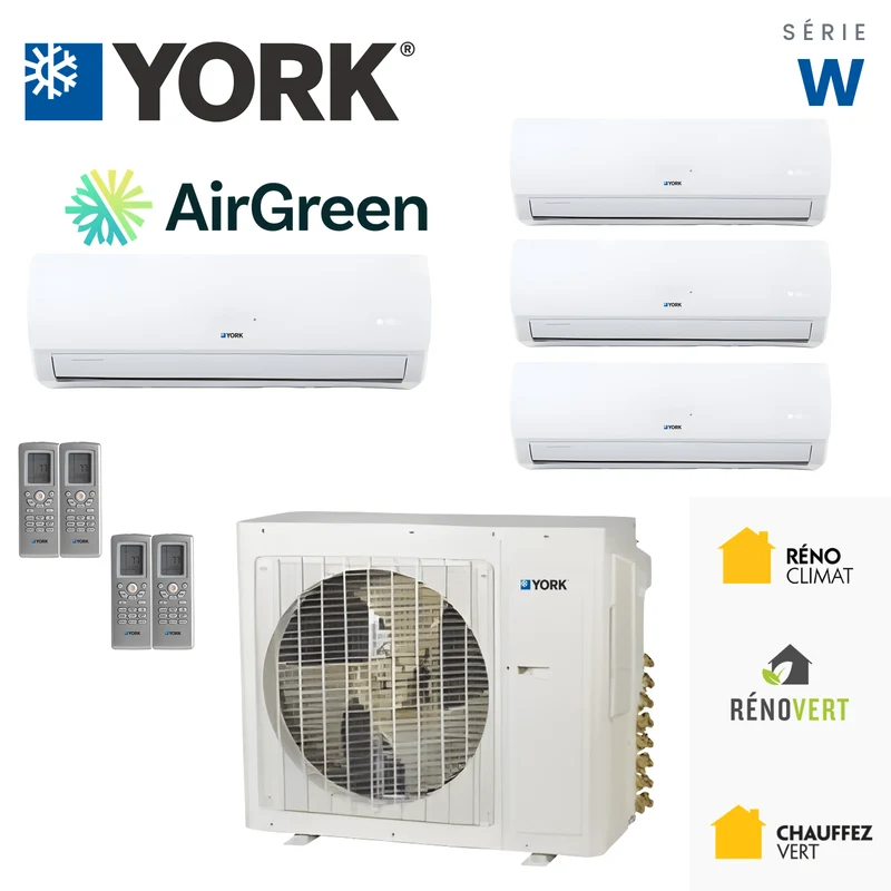 Thermopompe MultiZone 4-Têtes YORK Série W 22 SEER | 30000 BTU