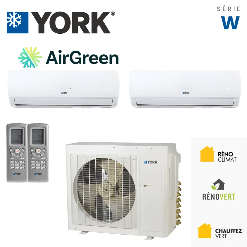 Thermopompe MultiZone 2-Têtes YORK Série W 22 SEER | 30000 BTU
