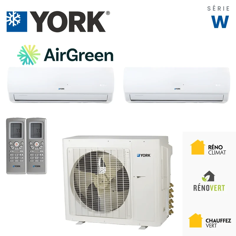 Thermopompe MultiZone 2-Têtes YORK Série W 22 SEER | 24000 BTU