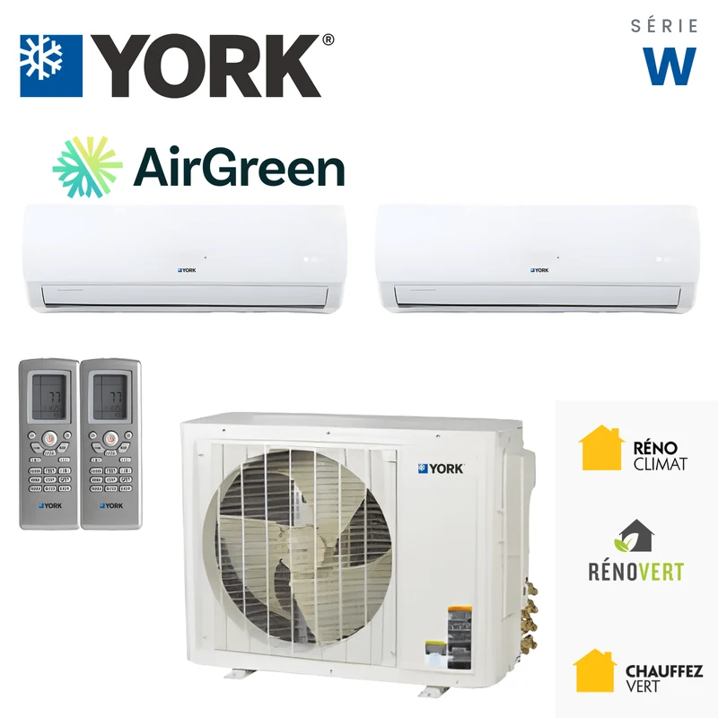Thermopompe MultiZone 2-Têtes YORK Série W 22 SEER | 18000 BTU