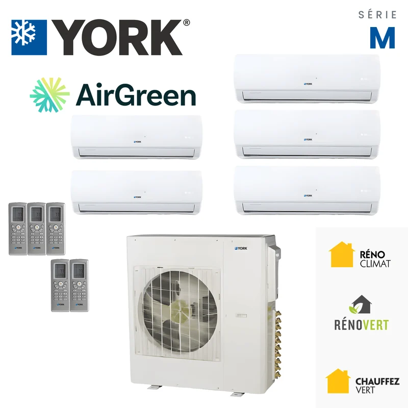 Climatiseur 5-Zones YORK Série M 16 SEER | 42000 BTU