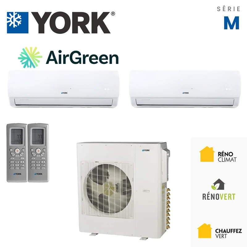 Climatiseur 2-Zones YORK Série M 16 SEER | 42000 BTU