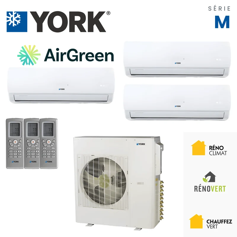 Climatiseur 3-Zones YORK Série M 16 SEER | 36000 BTU