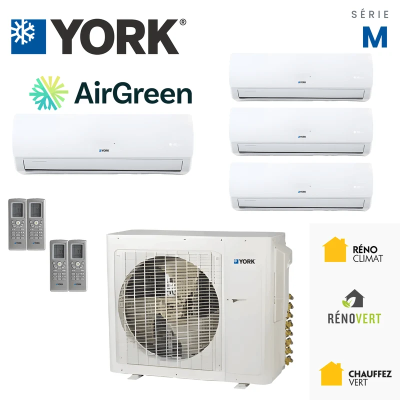 Climatiseur 4-Zones YORK Série M 16 SEER | 30000 BTU