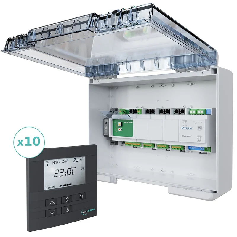 Kit de régulation BAILLZONING à 10 zones thermostats Anthracites