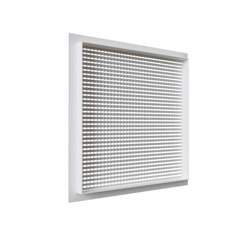 Grille de transfert en aluminium blanc mat RAL9016 de 600 x600 mm