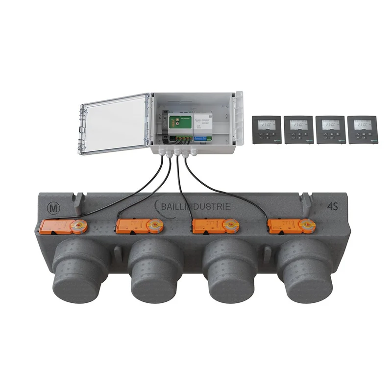 Pack de régulation BAILLZONING 4 zones - plénum 4S, 4 servomoteurs - thermostats anthracite
