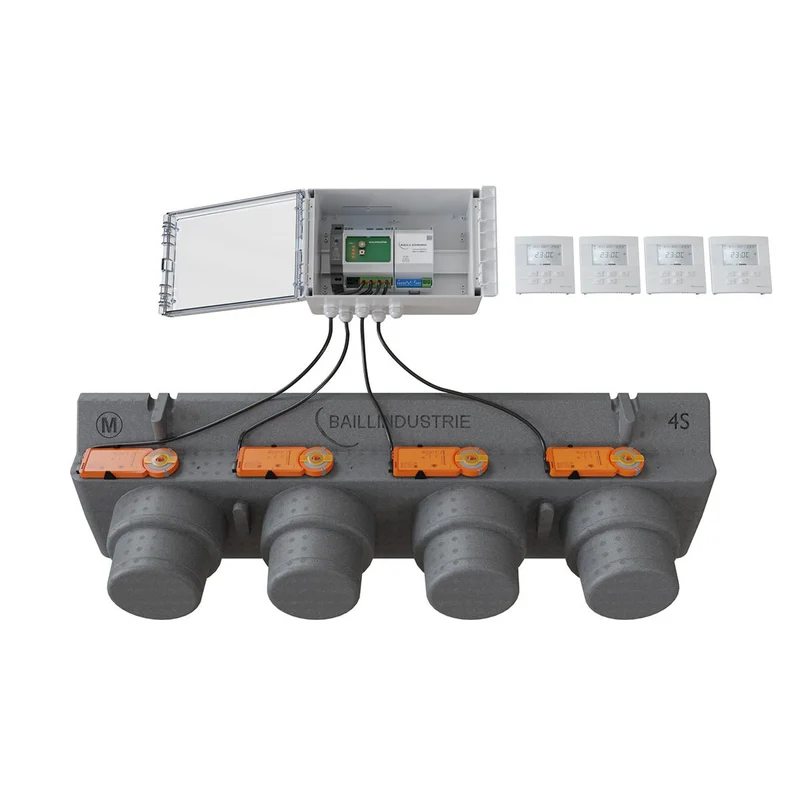 Pack de régulation BAILLZONING 4 zones - plénum 4S, 4 servomoteurs - thermostats blancs
