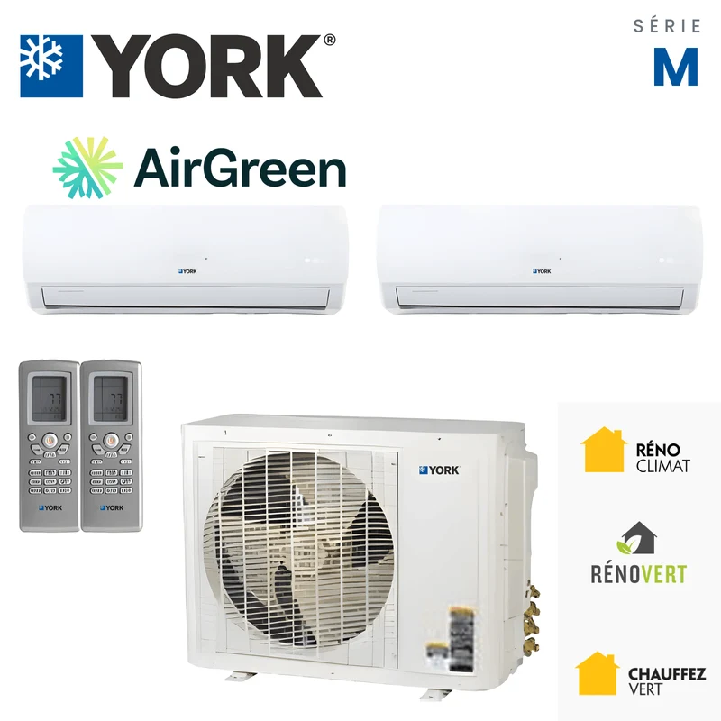 Climatiseur 2-Zones YORK Série M 16 SEER | 18000 BTU