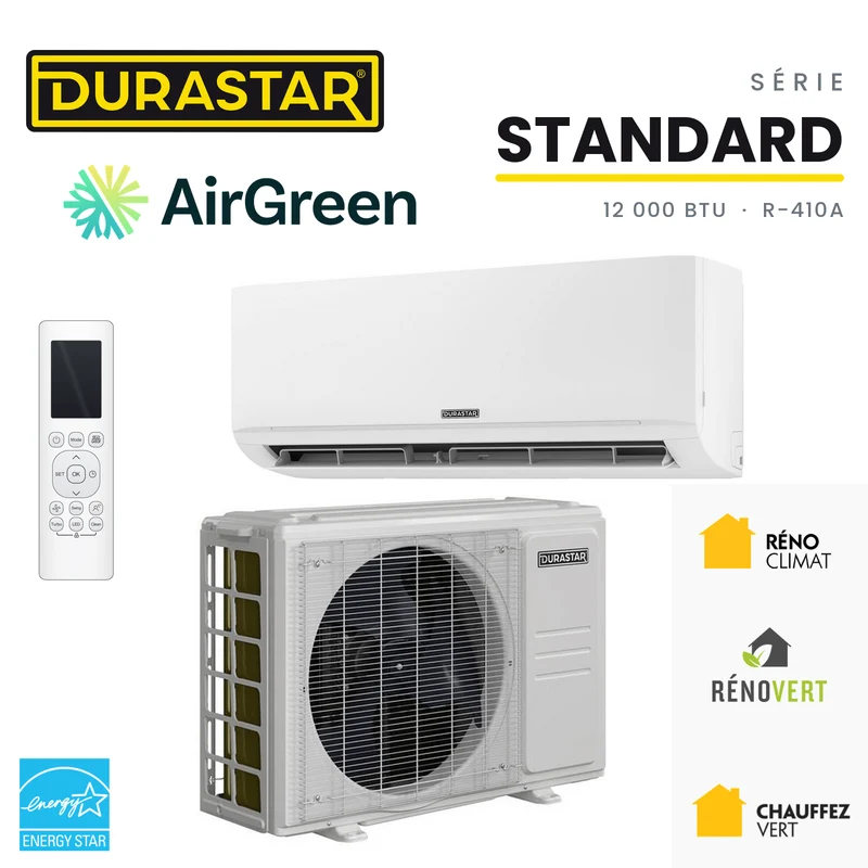 Thermopompe Murale DURASTAR Standard | 12000 BTU - R410A