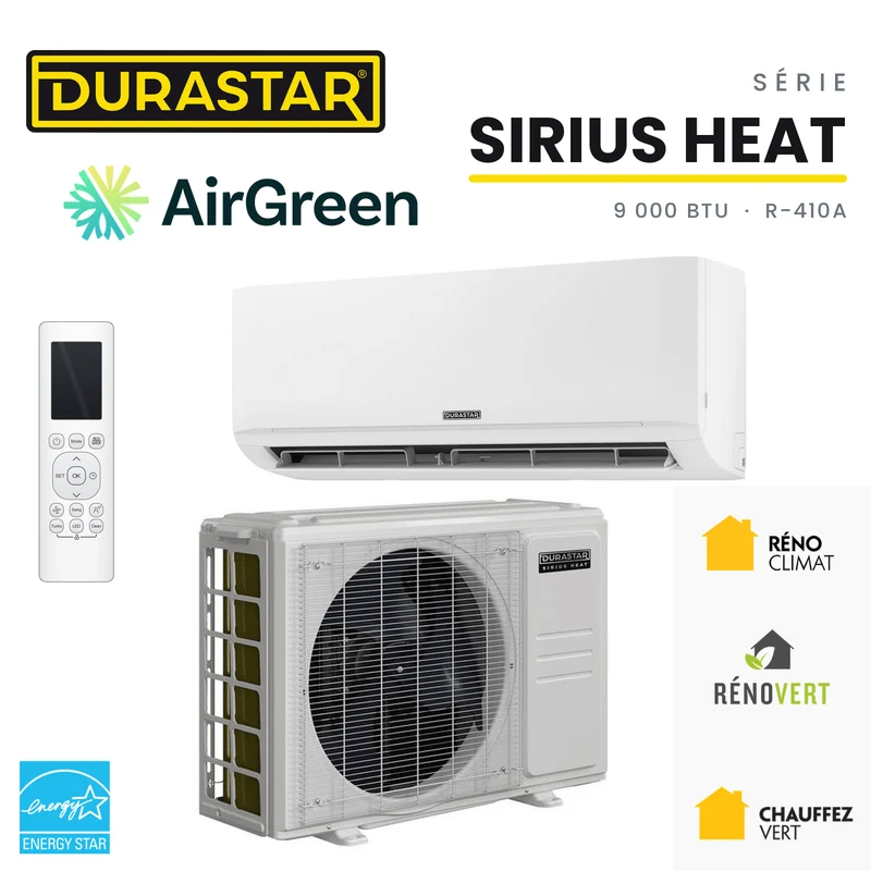 Thermopompe Murale DURASTAR Sirius Heat | 9000 BTU - R410A