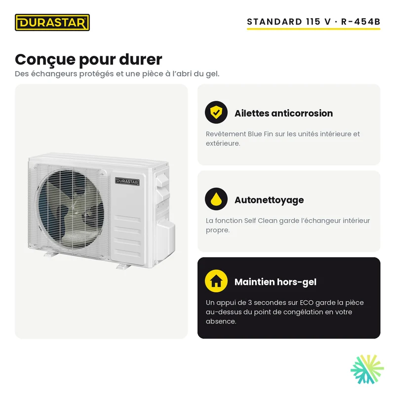 Thermopompe Murale DURASTAR Standard | 12000 BTU 115V - R454B