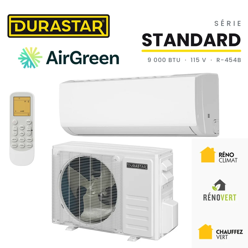 Thermopompe Murale DURASTAR Standard | 9000 BTU 115V - R454B