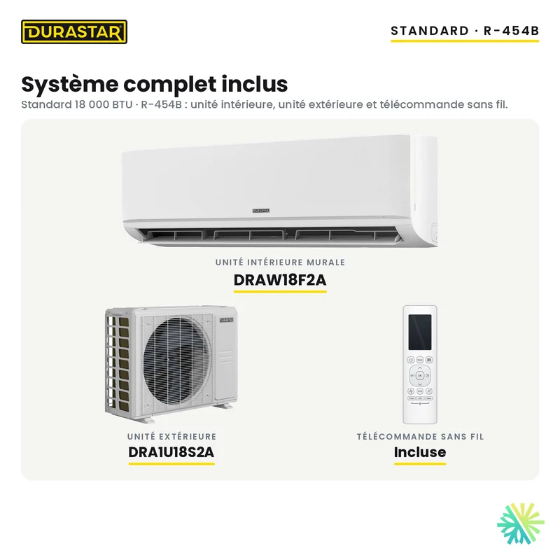 Thermopompe Murale DURASTAR Standard | 18000 BTU - R454B