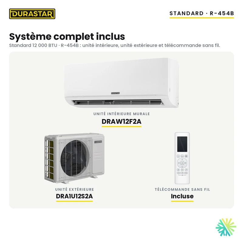 Thermopompe Murale DURASTAR Standard | 12000 BTU - R454B