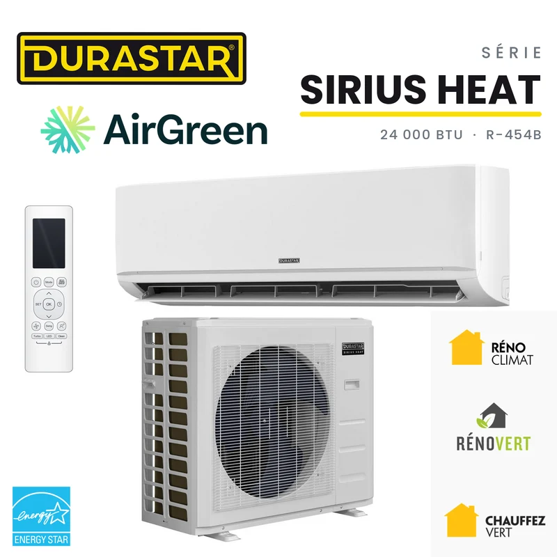 Thermopompe Murale DURASTAR Sirius Heat | 24000 BTU - R454B