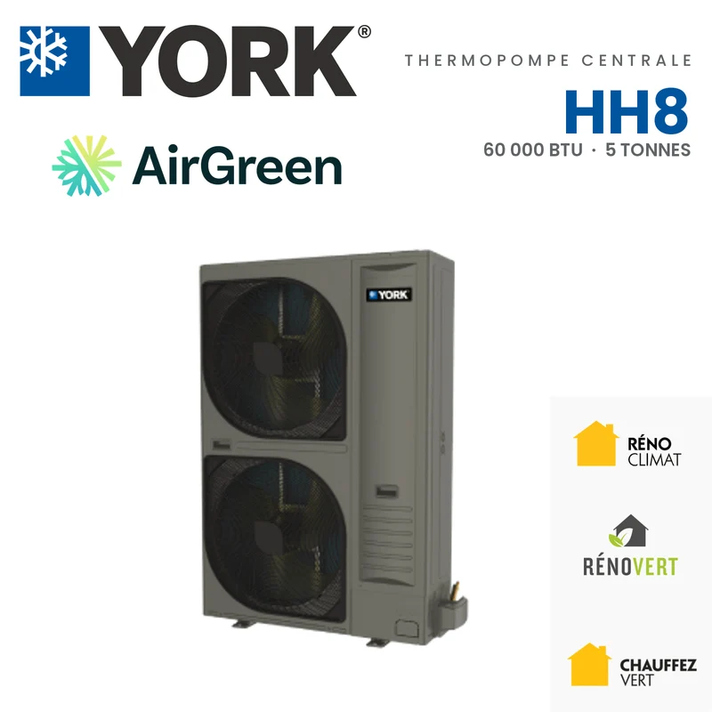 Thermopompe Centrale YORK HH8 variable speed 18 SEER2 (cold climate) | 5 Tonnes
